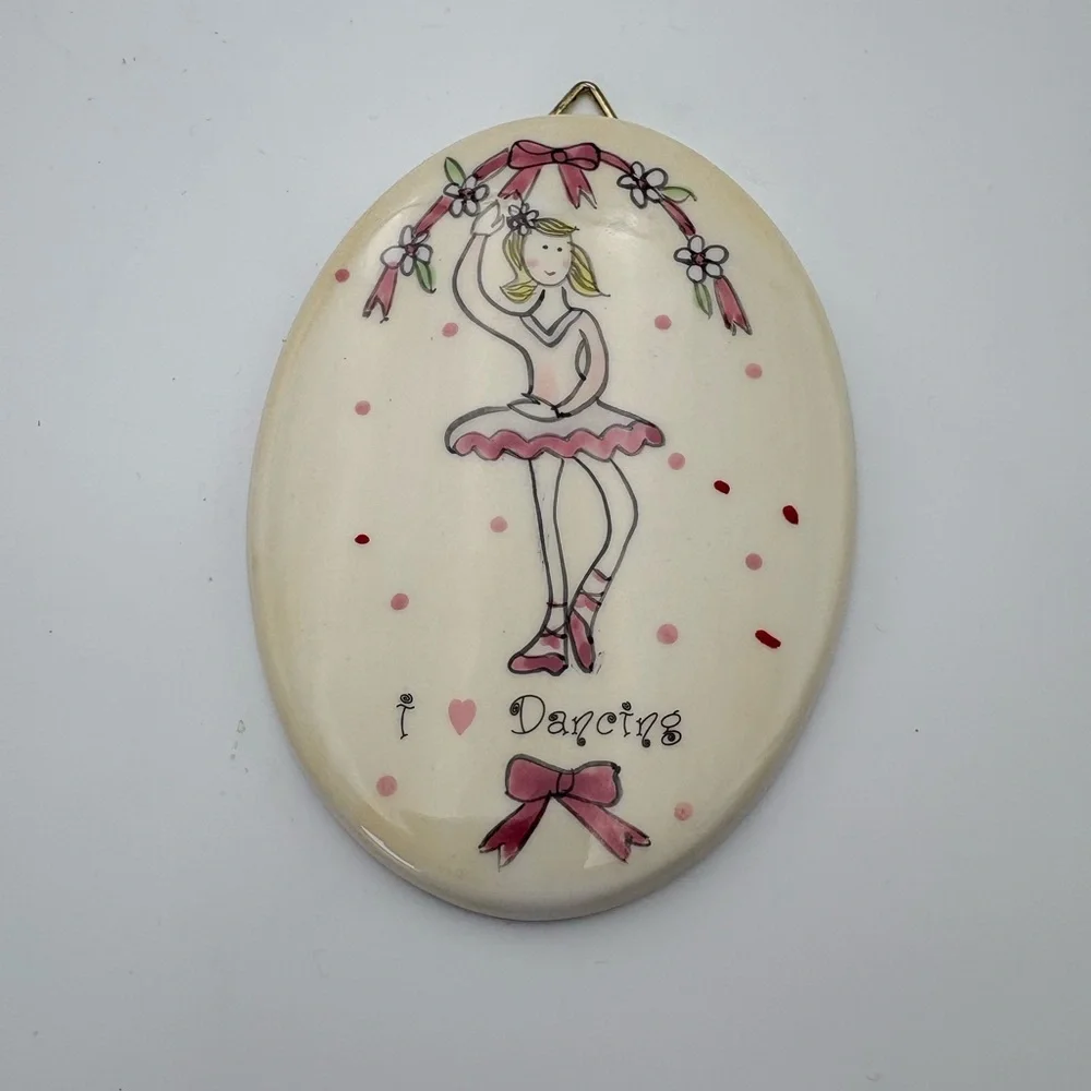 Vintage Ballet Dancer “I 🩷 Dancing” Ceramic Wall Plaque